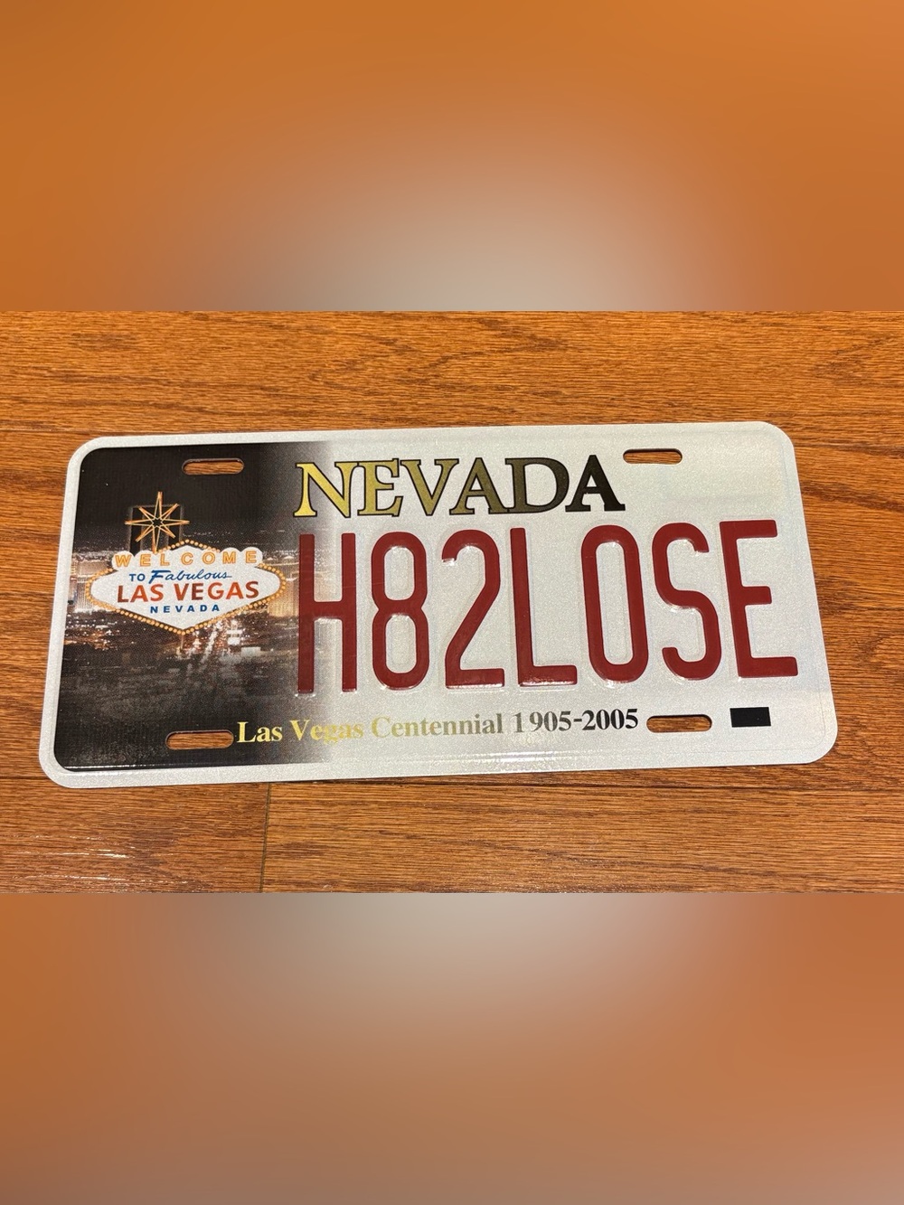 Nevada Las Vegas Centennial Novelty License Plate H82LOSE - White & Red